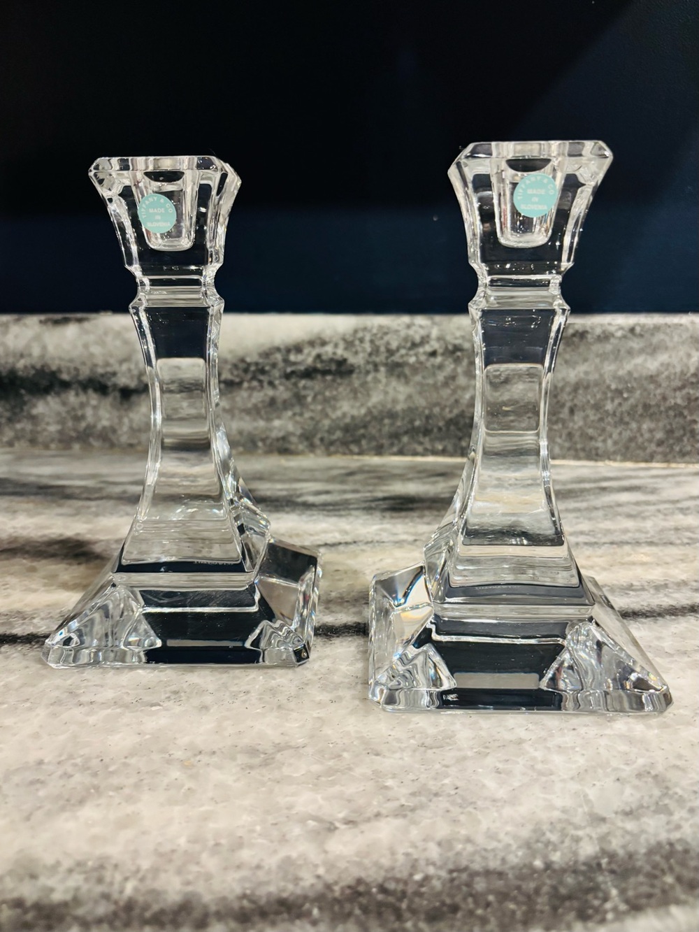 2 Tiffany Home Essentials
Square Candlestick in Crystal Glass